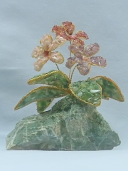Drei Blumen (± 8 cm) mit Amethyst, Rosenquarz und Jaspis